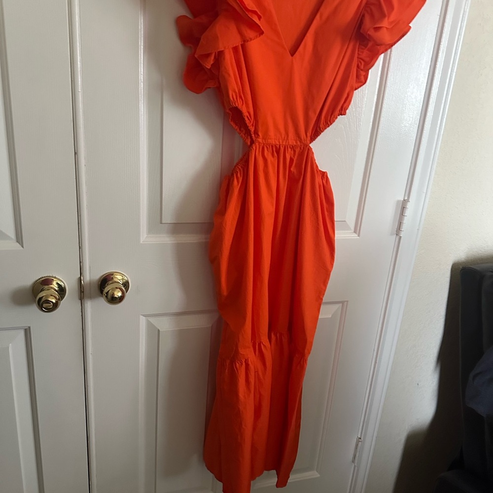 Elegant Orange Ruffle Dress
